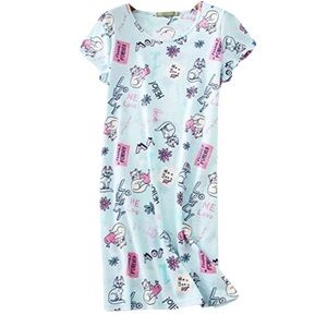Erxeelo Women's Amoy-Baby Nightgown Blue Cat Shirt Dress - M